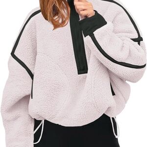 Free People inspires Women's Plush Teddy Quarter Zip with Black Accents